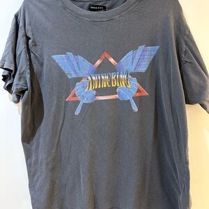 Anine Bing Graphic Tee in Faded Charcoal with Blue & Red Print
